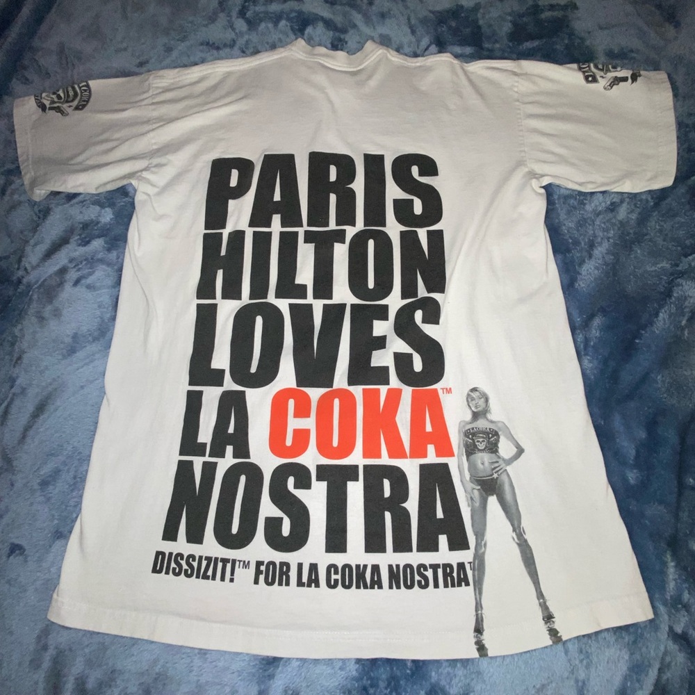 Paris Hilton Loves La Coka Nostrada Dissizit rare 90’s shirt